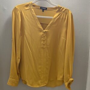 Express Mustard Button-Front Blouse